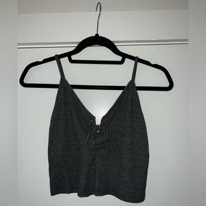 Grey tie front Brandy Melville crop tank